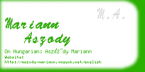 mariann aszody business card